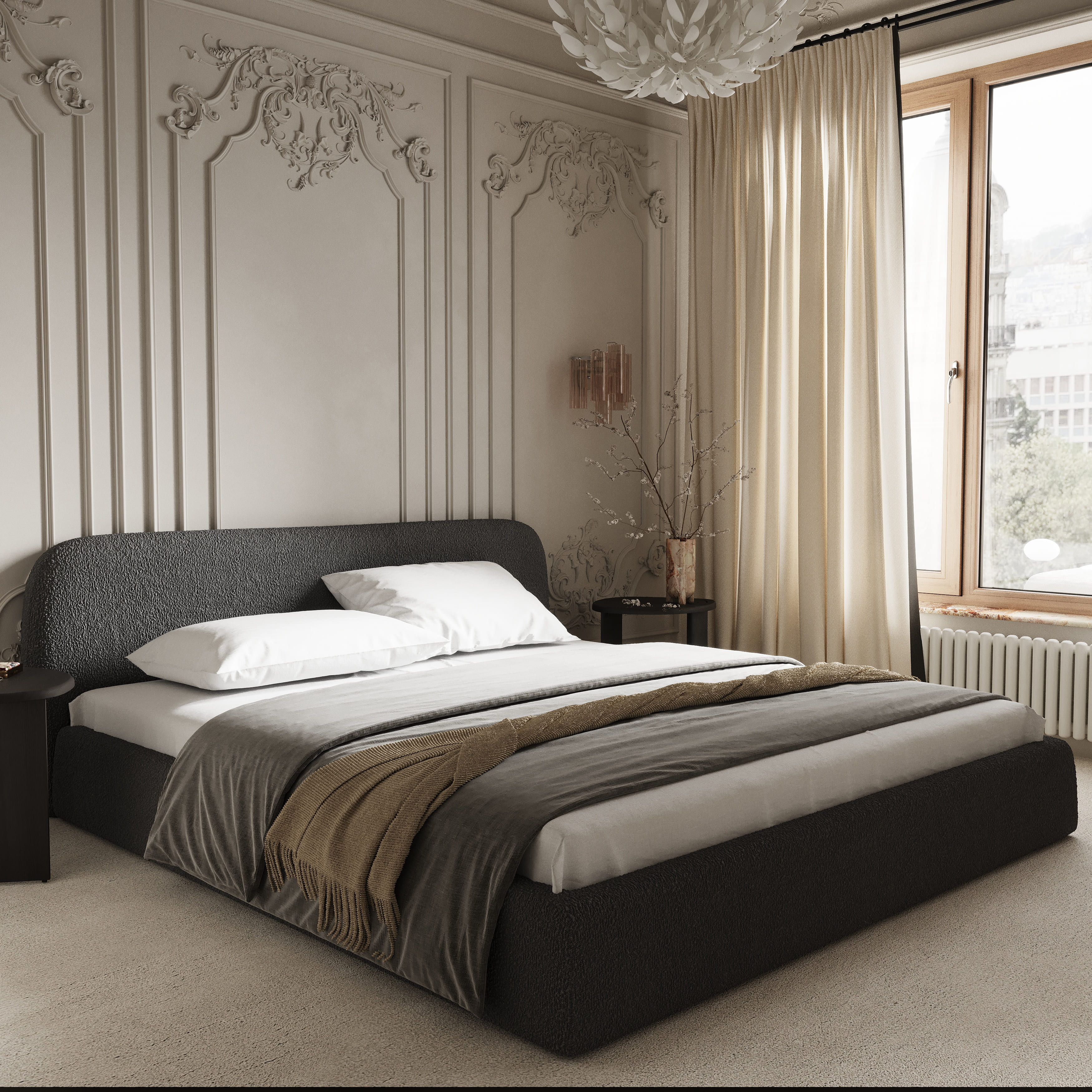 Кровать Лагом букле buckledark grey 1.4х2.0