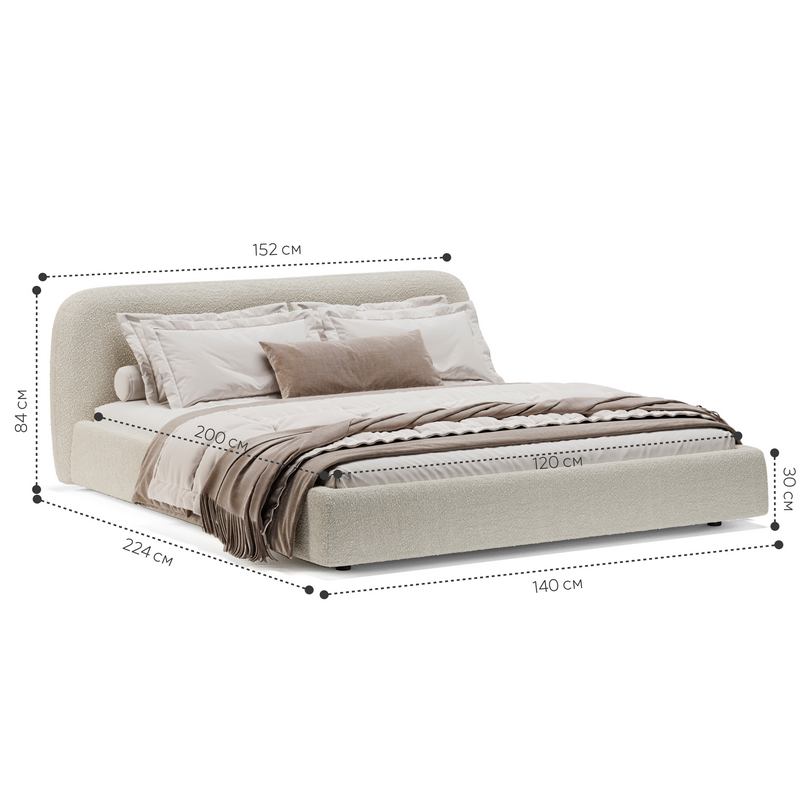 Кровать Лагом букле buckle white 1.2x2.0